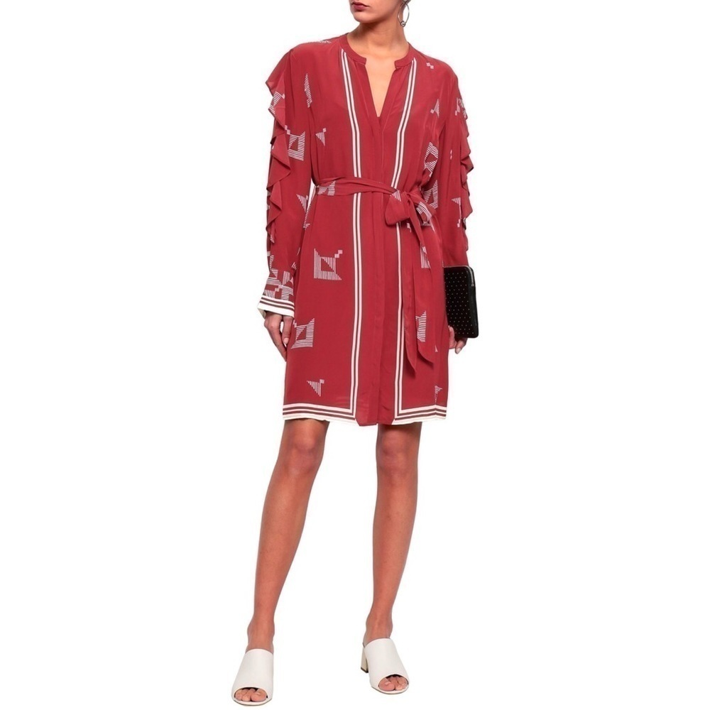 Joie Licia Ruffle Trimmed Printed Mini Dress